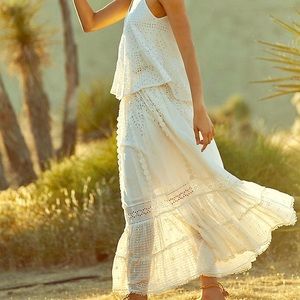 Payal Jain (Anthropologie) Maxi Skirt, White, M